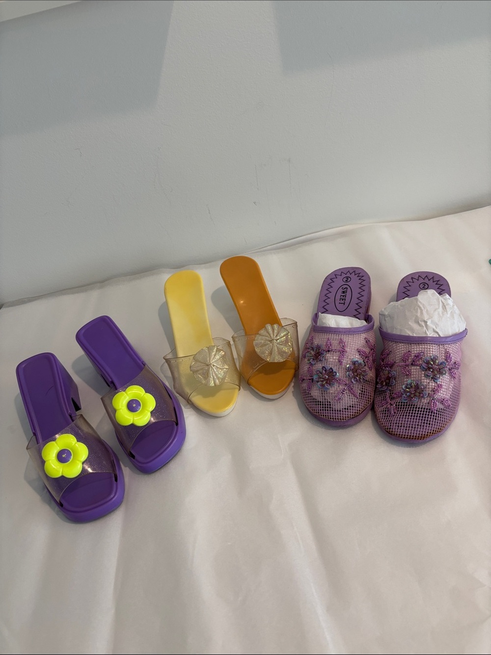 KID’s Dress up shoes THREE PAIRS slip on shoes Princess Cinderella costume sz 2